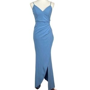 Windsor Blue Spaghetti Strap Sweetheart Neckline Long Dress